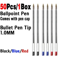 50/100 Uds. Bolígrafos de 1,0mm, bolígrafo de plástico azul y negro, regalo para estudiantes, suministros escolares y de oficina, escritura suave de larga duración