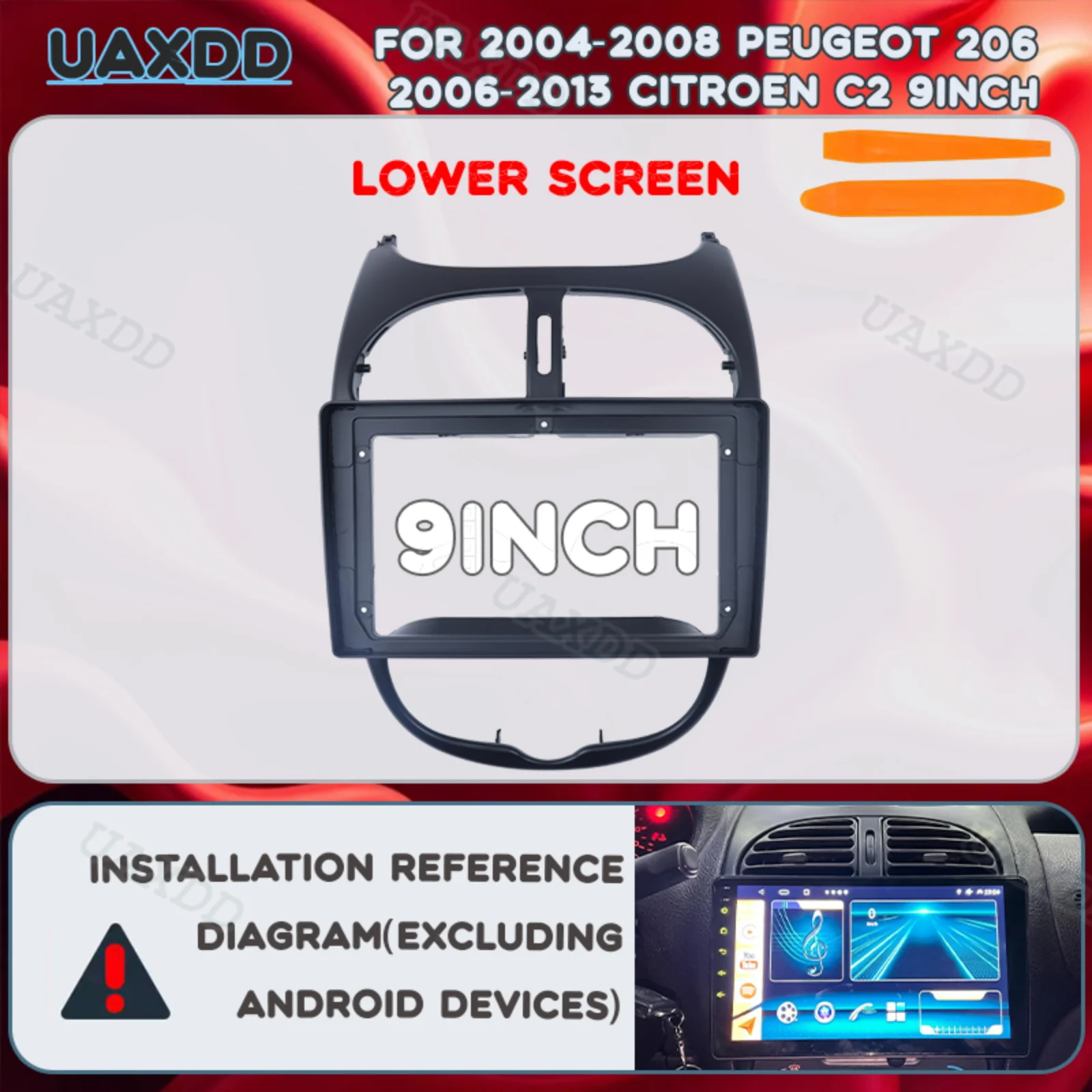 

Car Panel Kit For 2004-2008 PEUGEOT 206 2006-2013 CITROEN C2 Frame Fascia Dashboard plastic accessories center console CD 9 Inch