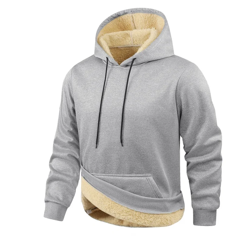 Winter Fashion Windproof Keep Warm Men Coat New Fleece Simplicity Casual Parka Outdoors Comfort Thicken Hooded Solid Jacket Men