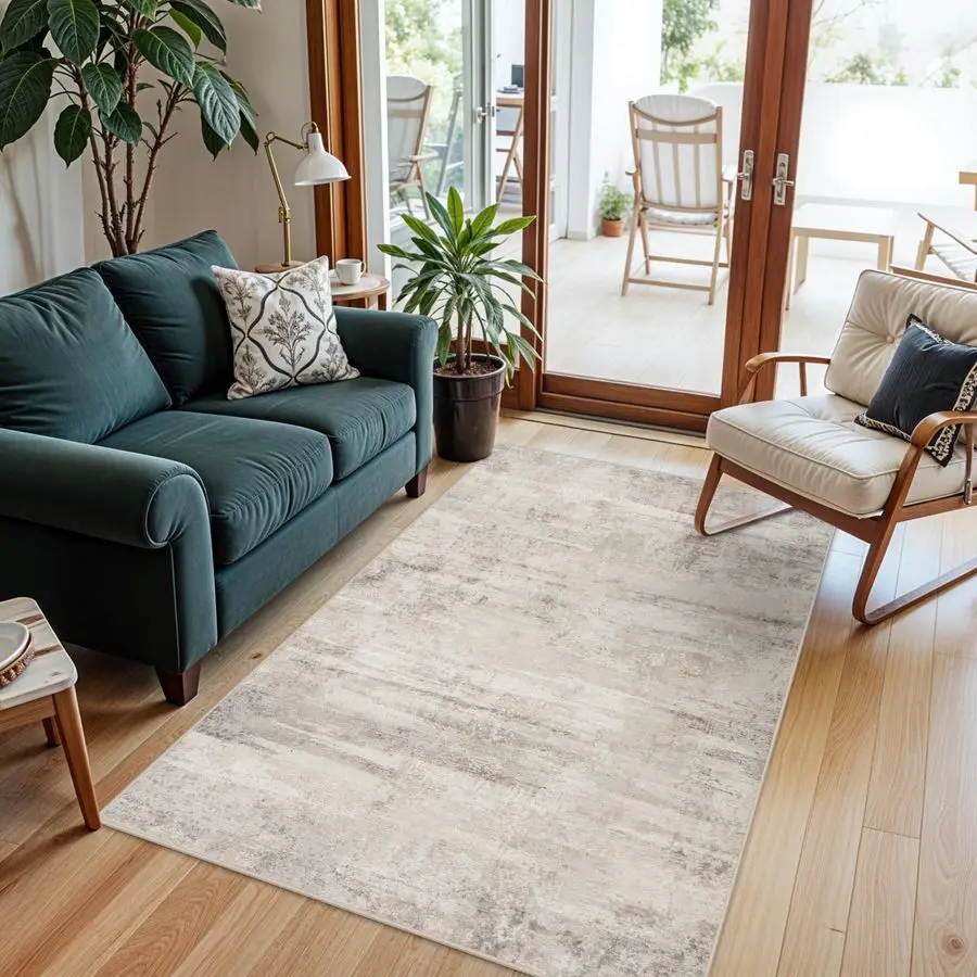 

Rugs 4x6 for Living Room Washable Modern Abstract Bedroom Rugs with Non Slip Rubber Backing Indoor Low Pile Carpet for Kitchen O