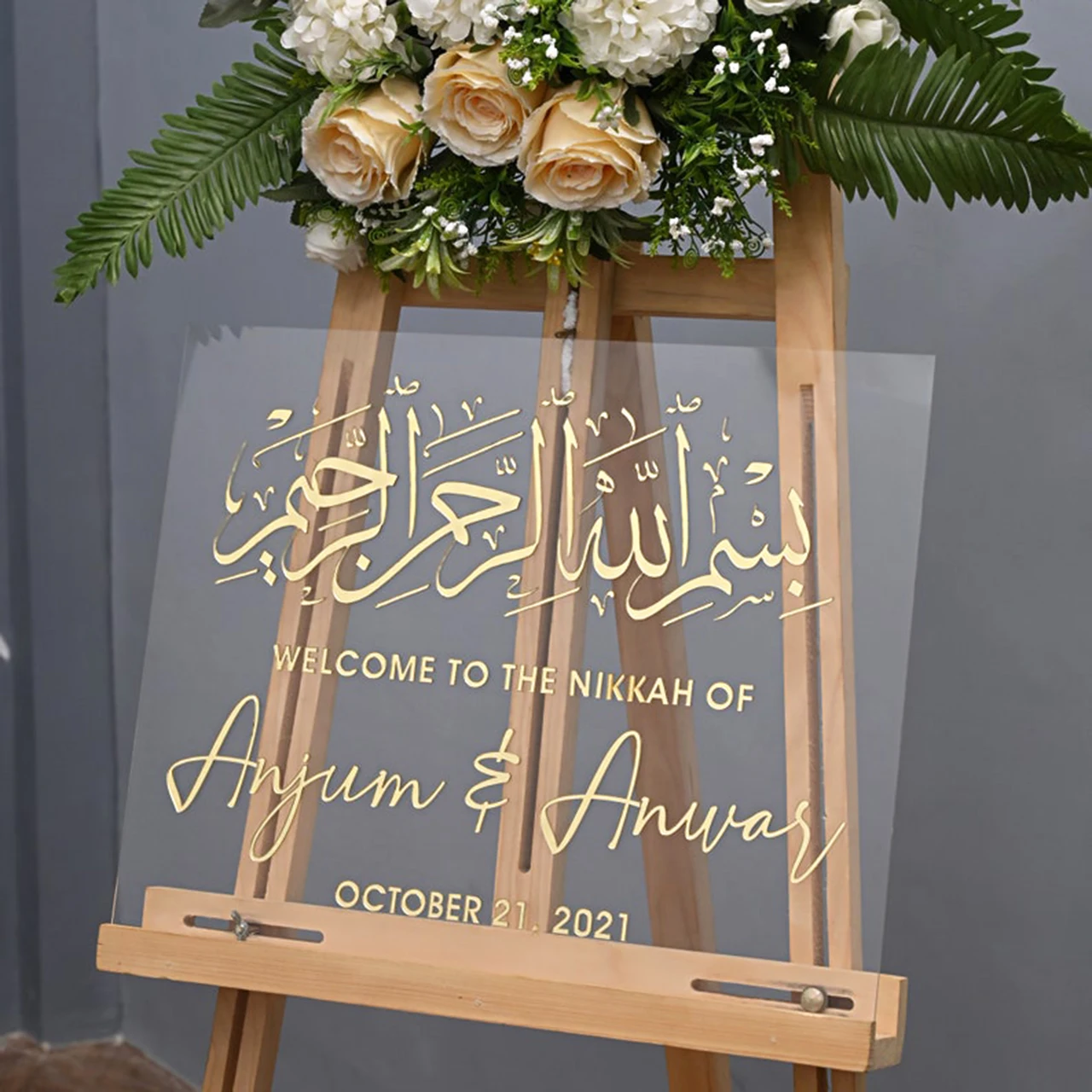 Customized White Acrylic Wedding Welcome Signs Garden Backdrop Sign Wedding Decoration Sign Board Country Wedding Decor