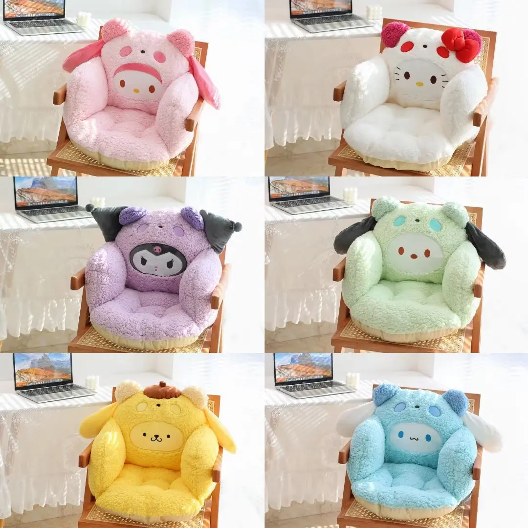 Kawaii Sanrios Plush Seat Cushion Warm Hello Kitty Kuromi Comfortable Girls Office Soft Stuffed Back Sitting Pillow Cushion Gift