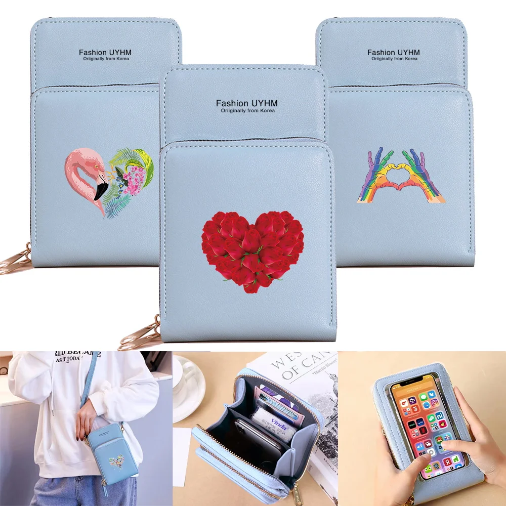 

Waterproof Touch Screen Mobile Phone Bags Wallets Card Pack Women Crossbody Shoulder Bag Female Storage Purse Love Series Wallet
