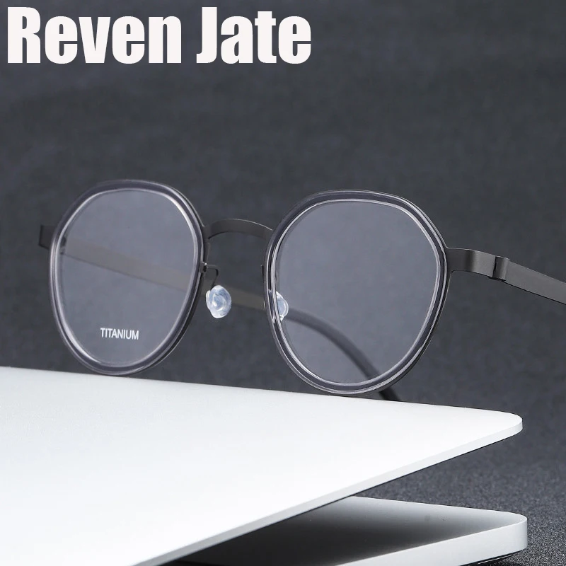 

Reven Jate 9759 Optical Pure Titanium Round Frame Prescription Eyeglasses Rx Men or Women Glasses for Male Female Eyewear