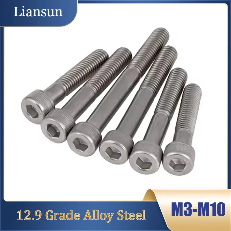 

5/10/20/30/50Pcs Hex Socket Head Cap Screws Nickel-plated Half Thread 12.9 Grade Alloy Steel M3 M4 M5 M6 M8 M10 Length 30-100mm