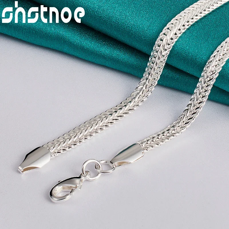 SHSTONE 925 Sterling Silver 20-calowy płaski łańcuszek węża Naszyjnik dla kobiet Mężczyzna Moda Impreza Ślub Urok Prezent Biżuteria zaręczynowa — zdjęcie 6