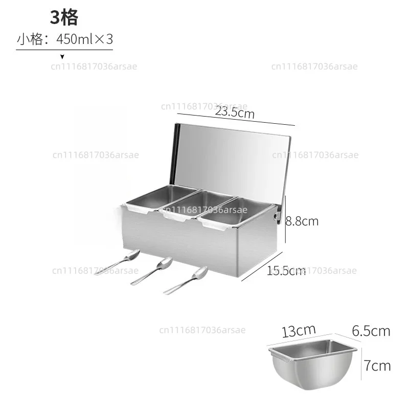 Stainless Steel Flip Seasoning Box Square Storage Box with Lid Household Seasoning Tank Seasoning Box