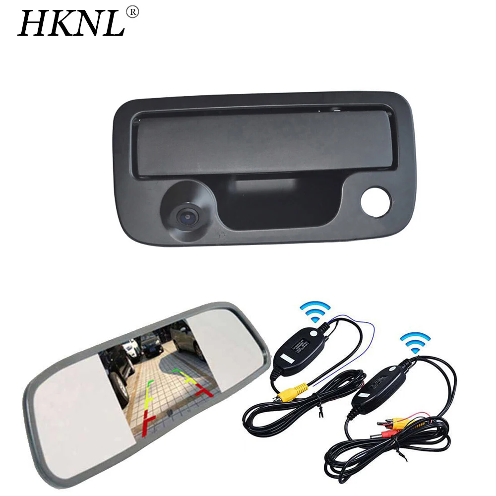 

HKNL CCD parking Car Reverse Camera+Mirror+2.4GHZ Wireless For VW Amarok pickup truck 2010-2018 Tailgate Handle Brake Light HD