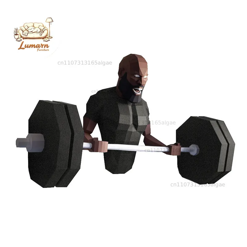 Equal body ratio Large gym Fitness theme Weightlifting barbell Wall Large three-dimensional decorative paper art model Wall