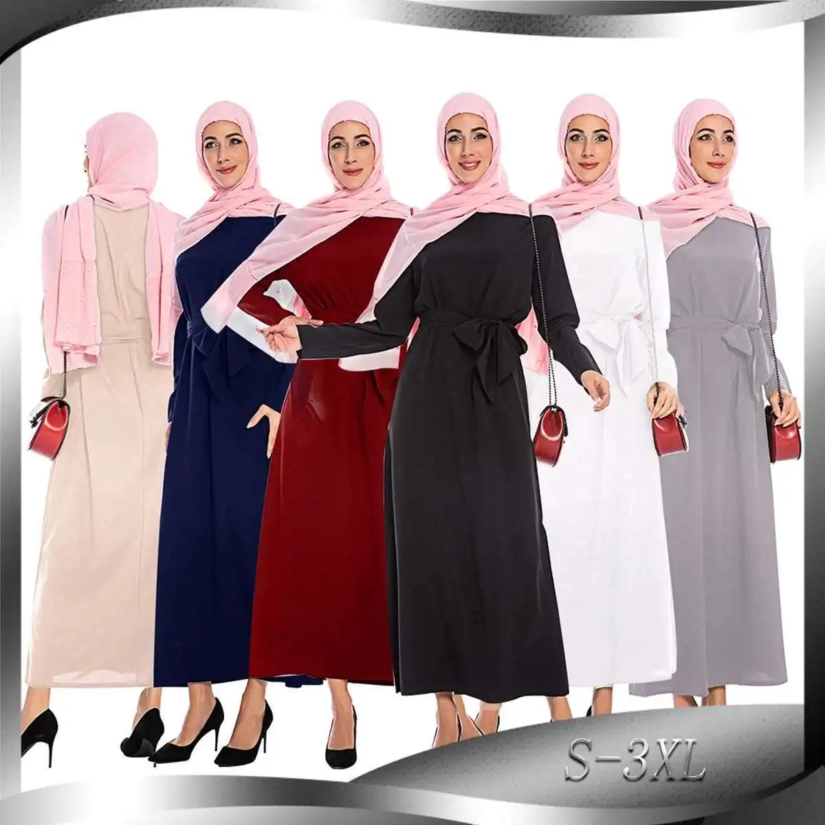 

2019 Plain Simple Saudi Arabia Muslim Dress 6176 Muslim's 2025 Muslim Long Dress Robe Abaya Ramadan Dubai Luxury Islam Elegant