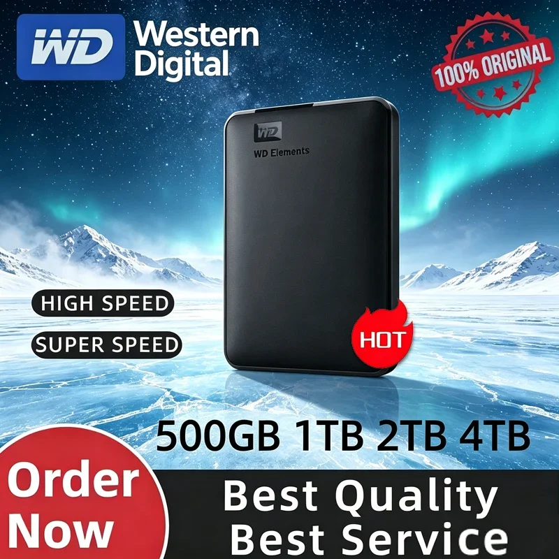 WD Elements 2.5" External Hard Drive Portable Western Digital USB 3.0 1TB2TB4TB External HDD Hard Disk For Desktop PC Laptop