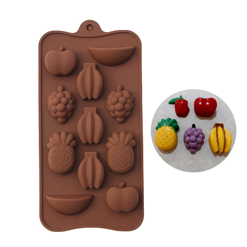 3D Fruit Silicone Mold Handmade Dessert Candy Chocolate Mould Baking Tool Apple Banana Pineapple Grape