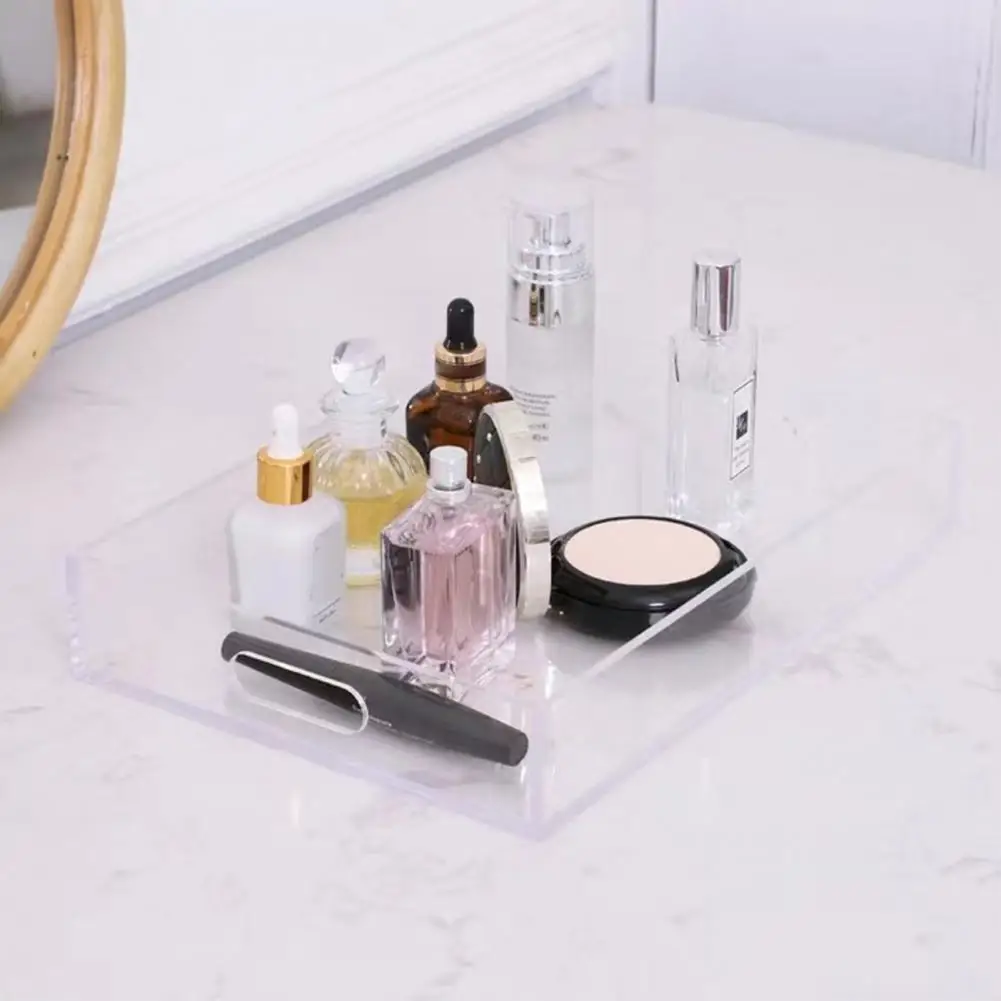 Collectible Display Tray Acrylic Jewelry Display Tray with Handle Capacity Storage Organizer for Earrings Necklaces Smooth Edge