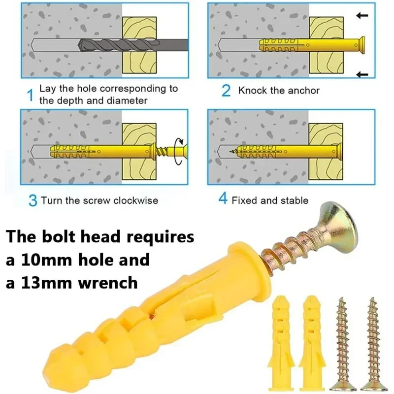 50/100PCS Small Yellow Croaker Type Expansion Screw Set, Concrete Wall Anchor, Metal Cross Hardware Fastener, Bolt Wholesale