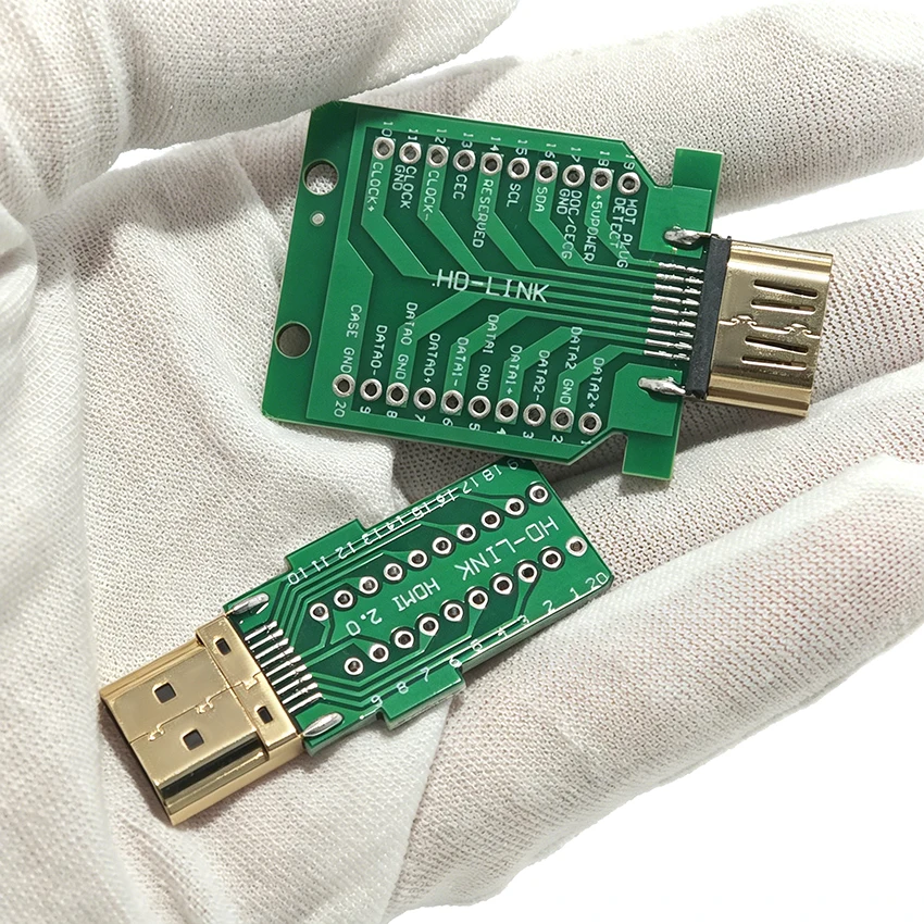 19P HDMI Male Female  with PCB Clamp type Solder pad 19pin High-definition Interface Connector