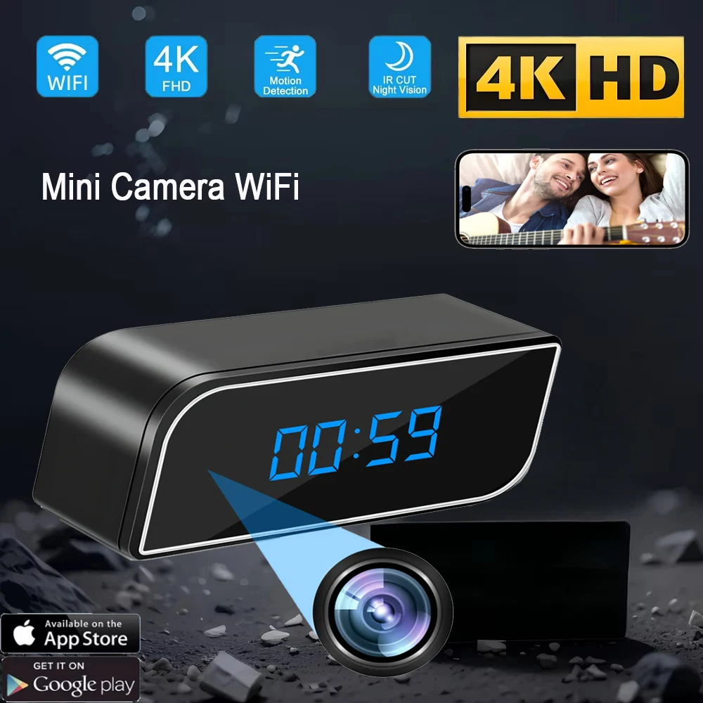 

2025 NEW 4K high-definition wireless clock supports WiFi remote viewing, infrared night vision, motion detection, indoor camera