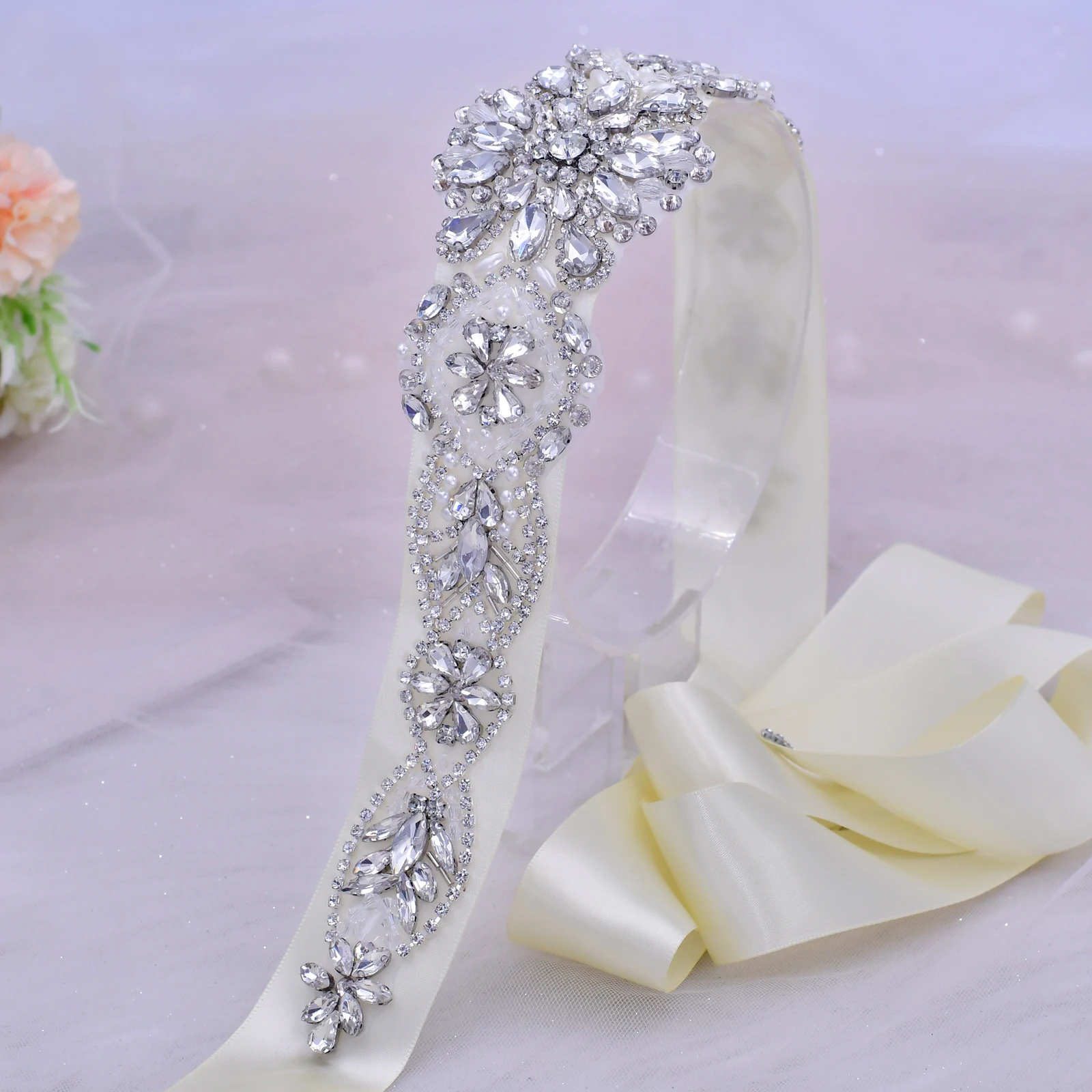 Cinturón de novia S433 para mujer, cinturón de novia con diamantes de imitación, cinturón de perlas para vestido de graduación, accesorios de boda, faja para vestidos de noche