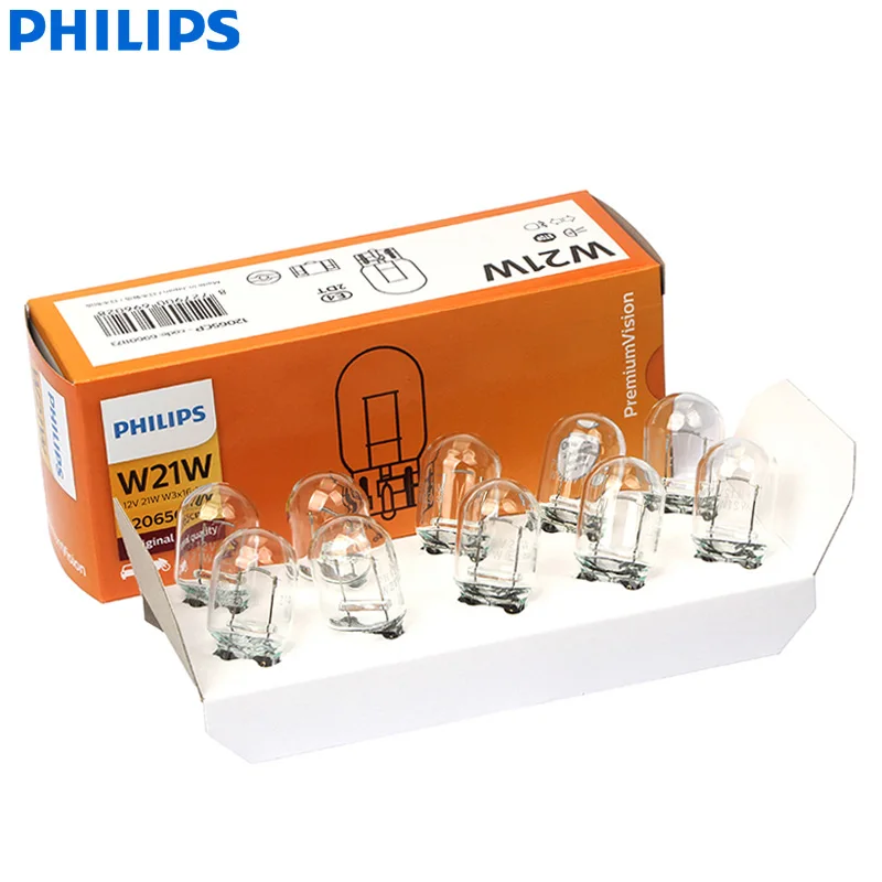 Philips W21W T20 7440 Vision Original Turn Signal Lamps Car Standard Reverse Stop Light Indicator Bulbs 12065CP Wholesale 10pcs