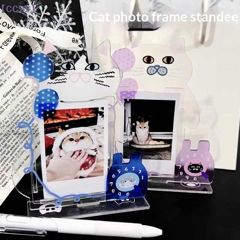 3-inch Pet Photo Frame Cute Kitten Acrylic Photo Frame Photo Display Collection Frame Creative Desktop Decoration Ornaments{C}