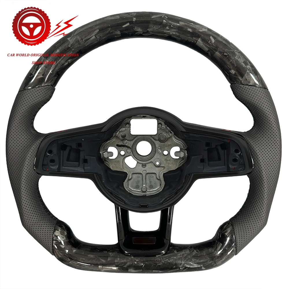 Для VW MK7 MK6 Golf7 Polo CC Jetta Tiguan GTI R R-Line R Golf6 Кованое рулевое колесо из углеродного волокна из натуральной кожи
