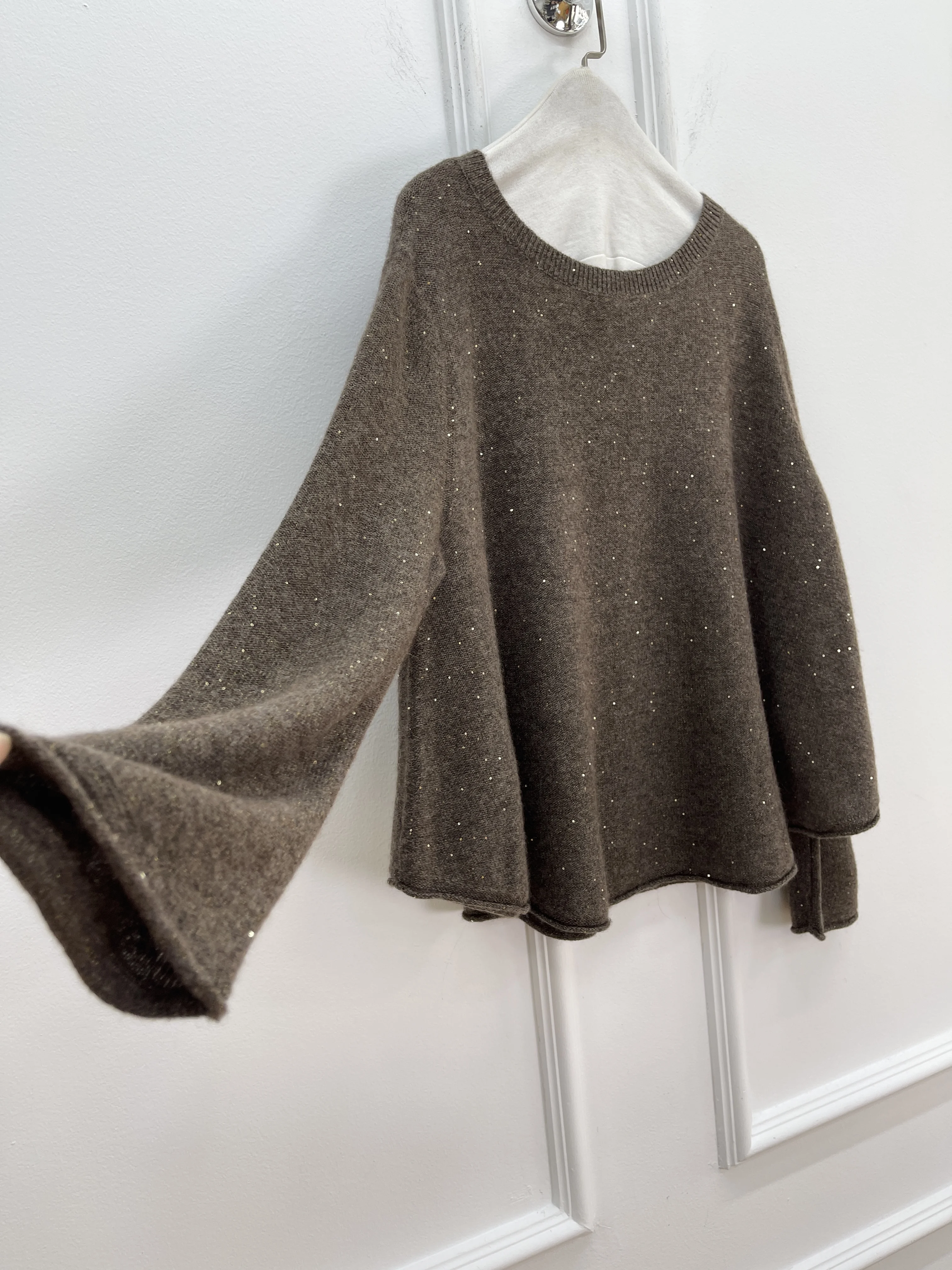 

Autumn And Winter Women'S Fashion All-Match Round Neck Cashmere Sequined Knitted Long Sleeve Top