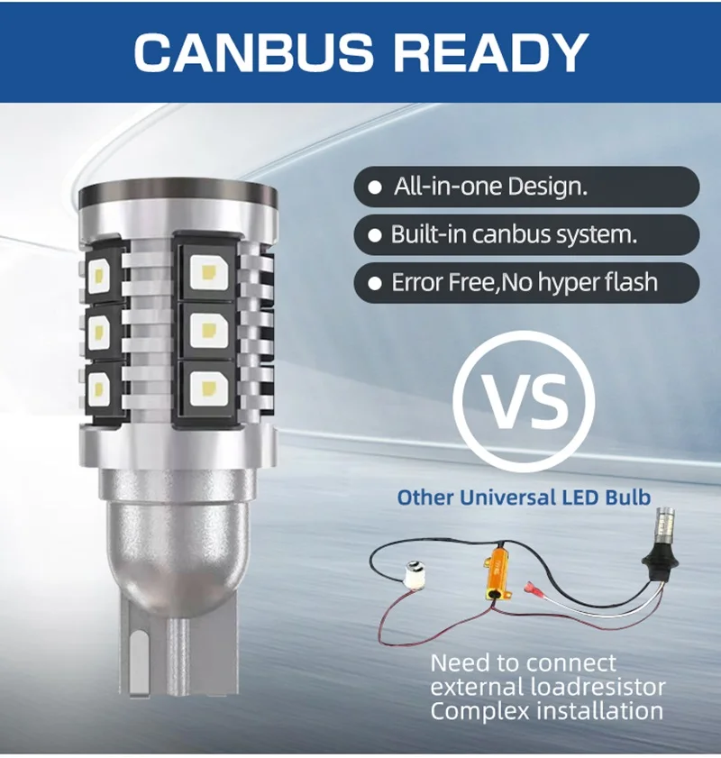 T15 LED Back up Light Bulb CANBUS Error Free 3838 Chip 16SMD For OSRAM PW24W W16W Brake Light Backup Reverse Tail Light 12V view 4