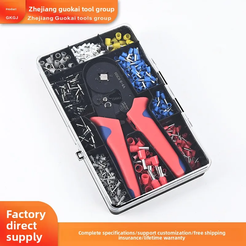 

HSC8 6 4 Tubular Terminal Crimping Pliers Set Multi Function Wire Crimp Tool Kit for Electricians with Pin Terminals