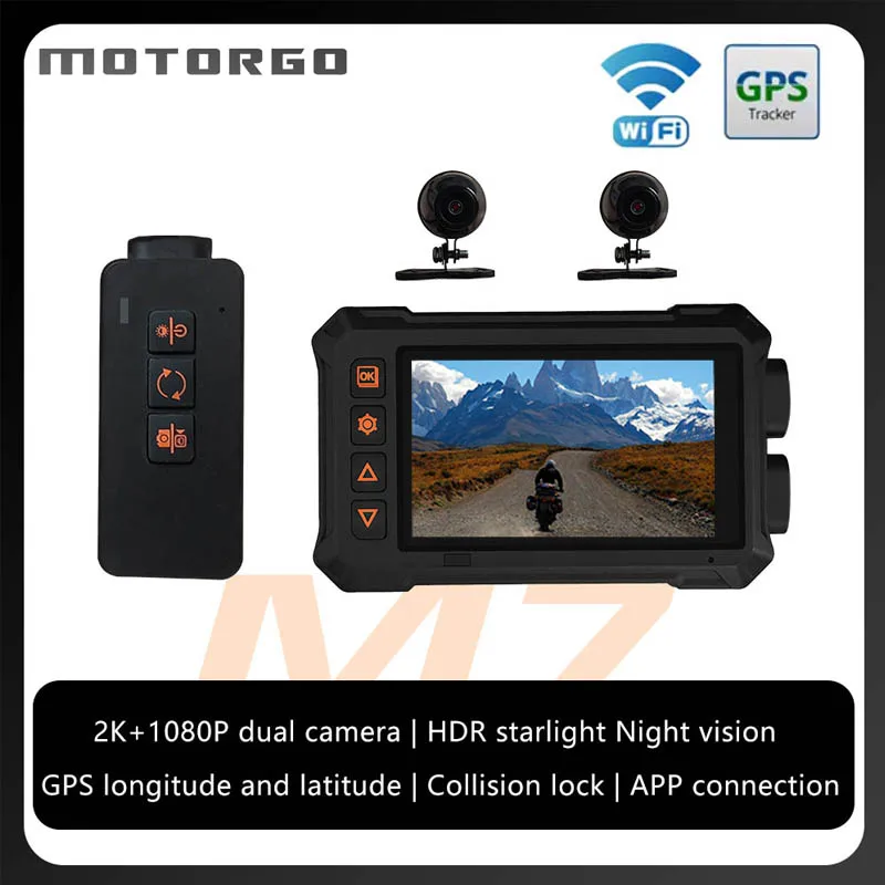 

Dual 1080P Dash Cam Motorcycle DVR Moto Camera WiFi GPS Motorbike Video Camera Front Rear Waterproof Driving Video Recorder