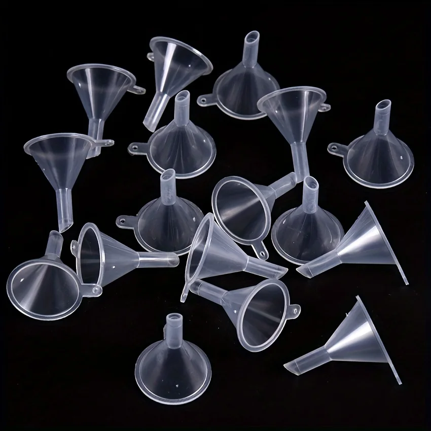 10 precision mini funnels for lab bottles, essential oils, perfumes, flavours, sand painting and powders