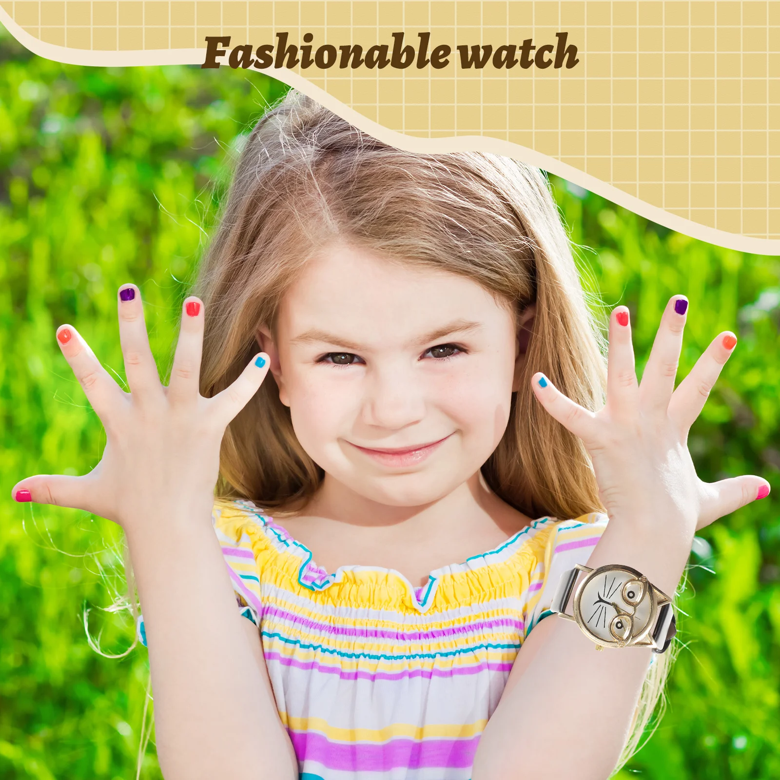 1Pcs Cat Pattern Quartz Kids Watch Durable PU Strap Sports Wristwatch Boys Girls Casual Fashion Wristband Cat Pattern Watch