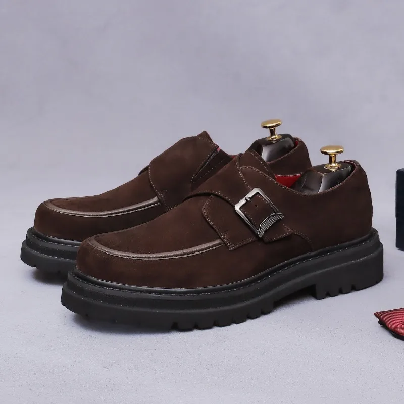 Retro Cow Suede Mens Formal Shoes Luxury Handmade Genuine Leather Comfortable Quality Autumn New British Style Man Social Shoes