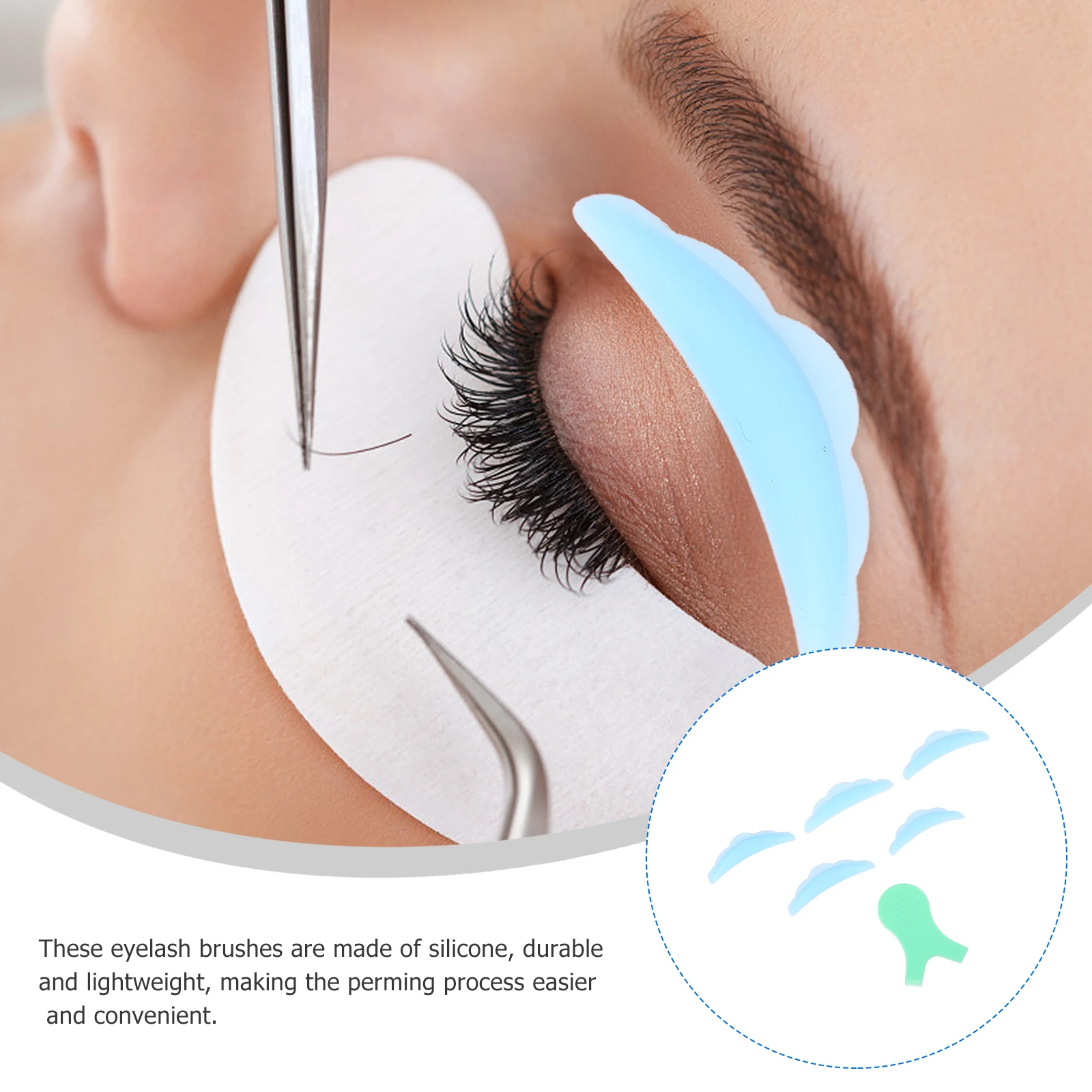 

30pcs Eyelash Brush Set Silicone Durable Lightweight Perm Pads Curls Grafting Rods Separators Home Salon Use