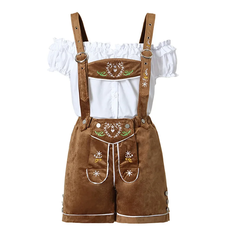 

New Oktoberfest Cosplay Costume Overalls Top Suspender Pants Hat Set Carnival Theme Party Role Playing Outfits for Adult Women