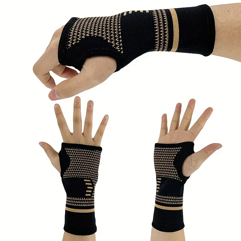1 Stück/2 Stück Kupfer-Kompressions-Handflächenhülsen-Handschuhe, fingerlose Handschuhe für Männer und Frauen, Handgelenkstütze