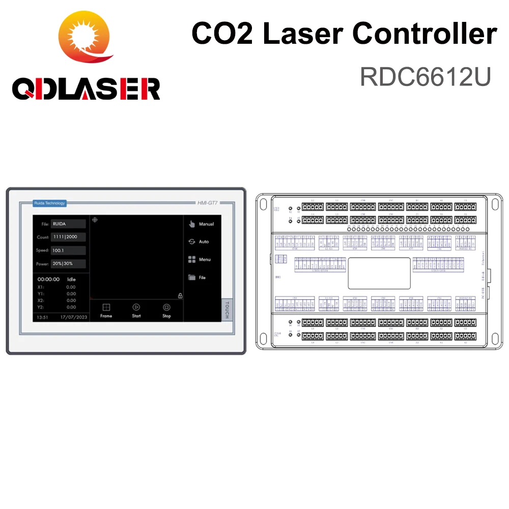 QDLASER RDC6612U Dual Coordinate System Four-Head Inter-Shift Asynchronous CO2 Laser Controller for Laser Engraving Machine