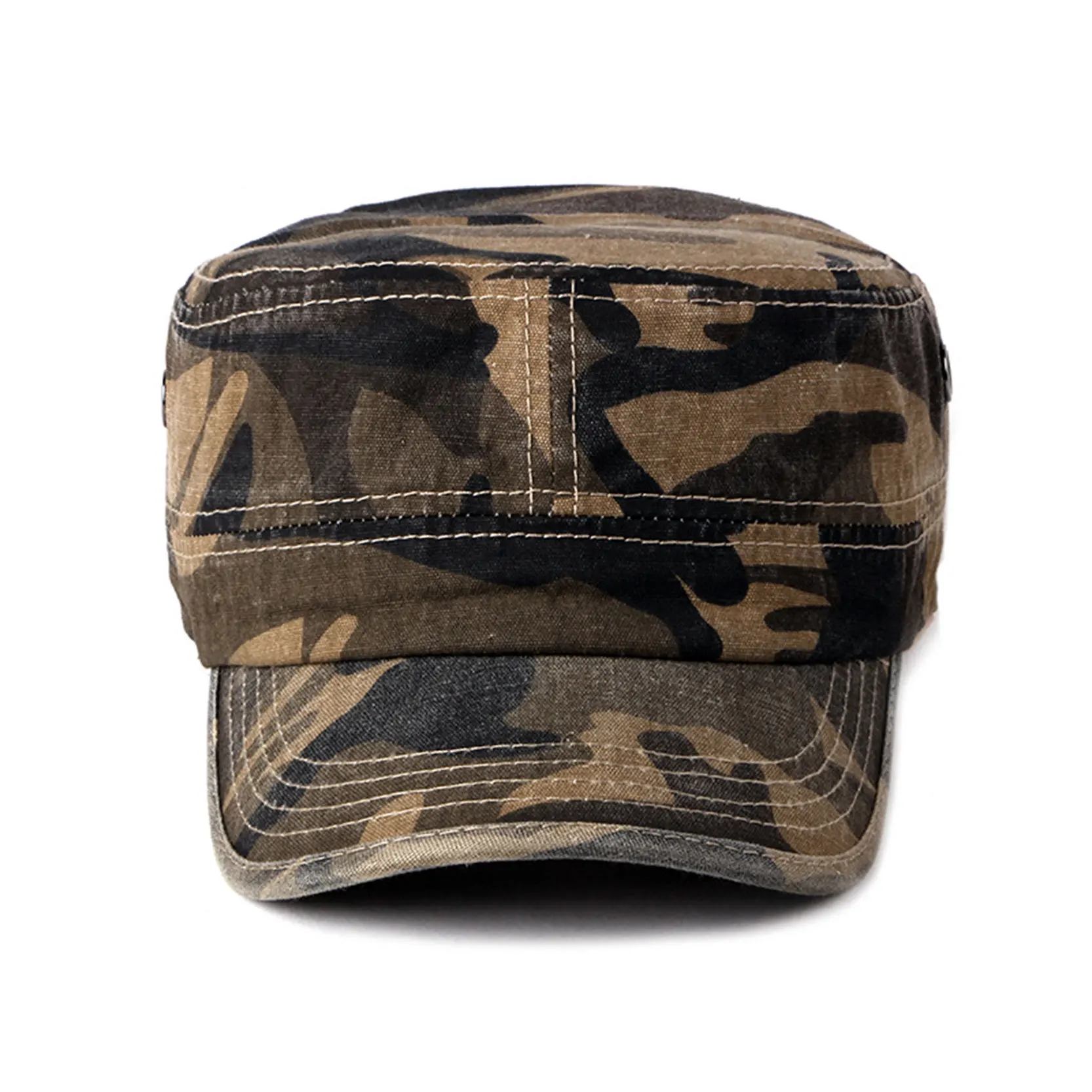 Men\'s Camouflage Flat Top Adjustable Military Trucker Driving Fishing  Sun Hat Cap For Male Outerwear