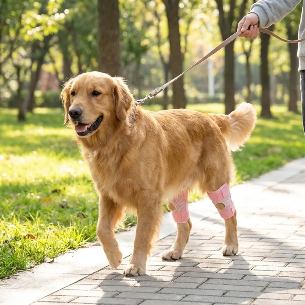 2 Pieces Adjustable Dog Joint Support Sleeves Open Center Secure Fastening Dog Leg Support Sleeves Soft Fabric Anti-Wear