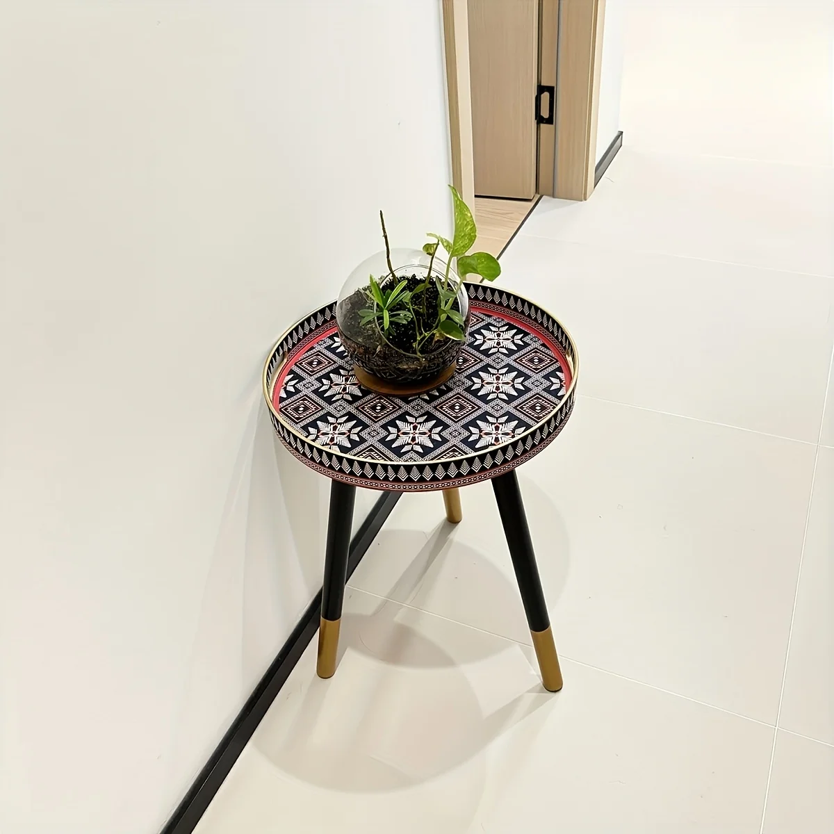 

1pc a Bohemian-Style Tray, a Round Coffee Side Table with a Detachable Wooden Three-Legged Design, Versatile for Outdoor Use, Ideal for Both Indoor And Outdoor Settings, Perfect for Creating a Relaxing And Stylish Atmosphere at Home