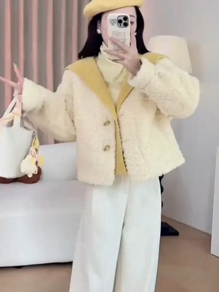 

Faionable Anti-Aging Thiened ort Coat, зимнее новое пальто из кожи и меха, искусственный двухсекционный топ с роговыми пуговицами