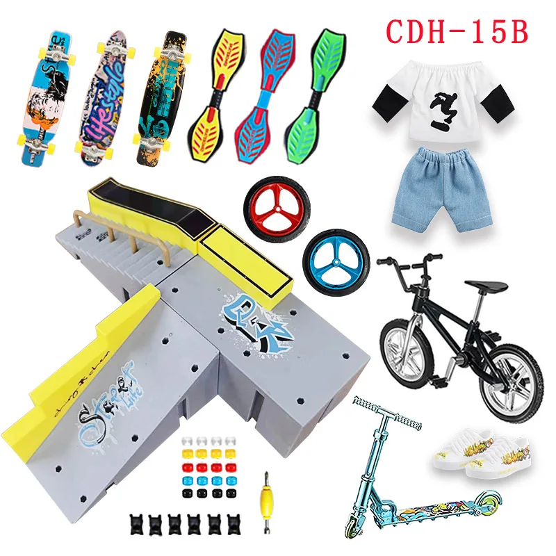 Novelty Toy Junior Finger Skateboarding Venue Ramp Set Skateboarding Park Alloy Finger Bicycle Scooter Scooter for Children