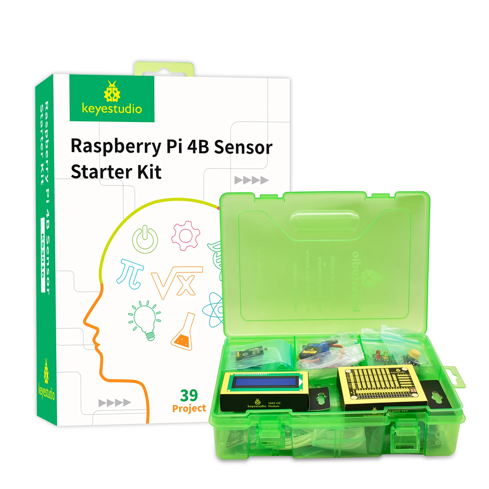 

Keyestudio Raspberry Pi 4B Sensor Starter Kit Diy Kit Support Python Java C Language STEM For Raspberry Pi(NO RPI 4B Board)