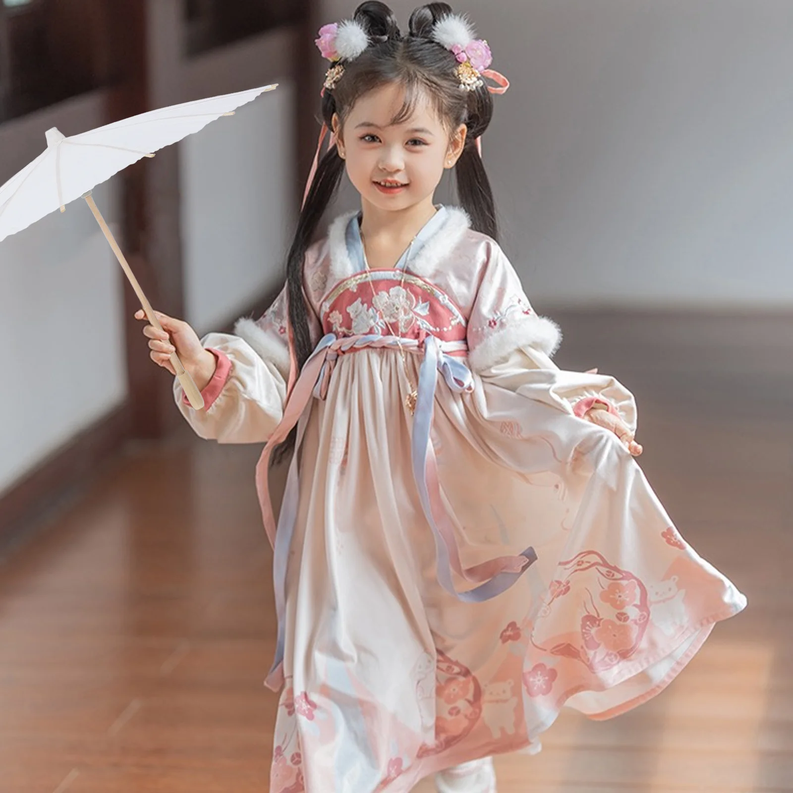 

2Pcs White Paper Umbrellas for Wedding DIY Hand-Painted Parasol Sun Oil Paper Blank Set Durable Portable Artistic Designs