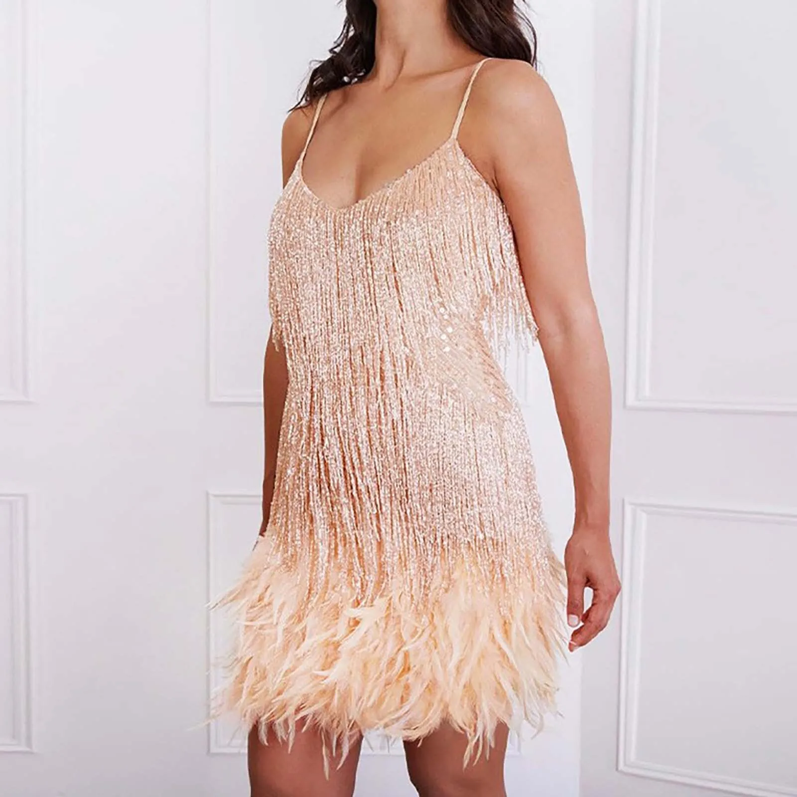 Robe de soirée rose à franges pour femmes, vêtements de luxe, pompon, tambour sexy, tenues de club, robe éducative, été, 2024