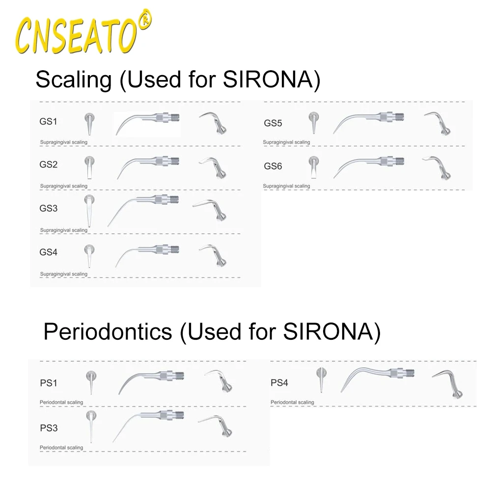 1 szt. Końcówki skaler dentystyczny dopasowane do skaler ultradźwiękowy końcówki SIRONA skalujące periodontyczne Endo wybielanie zębów GS1/2/3/4/5/6
