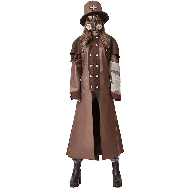 Costume de Médecin de la Pandémie avec Masque Steam Punk, Déguisement d'Halloween avec Bec d'Église pour Homme et Femme Adulte