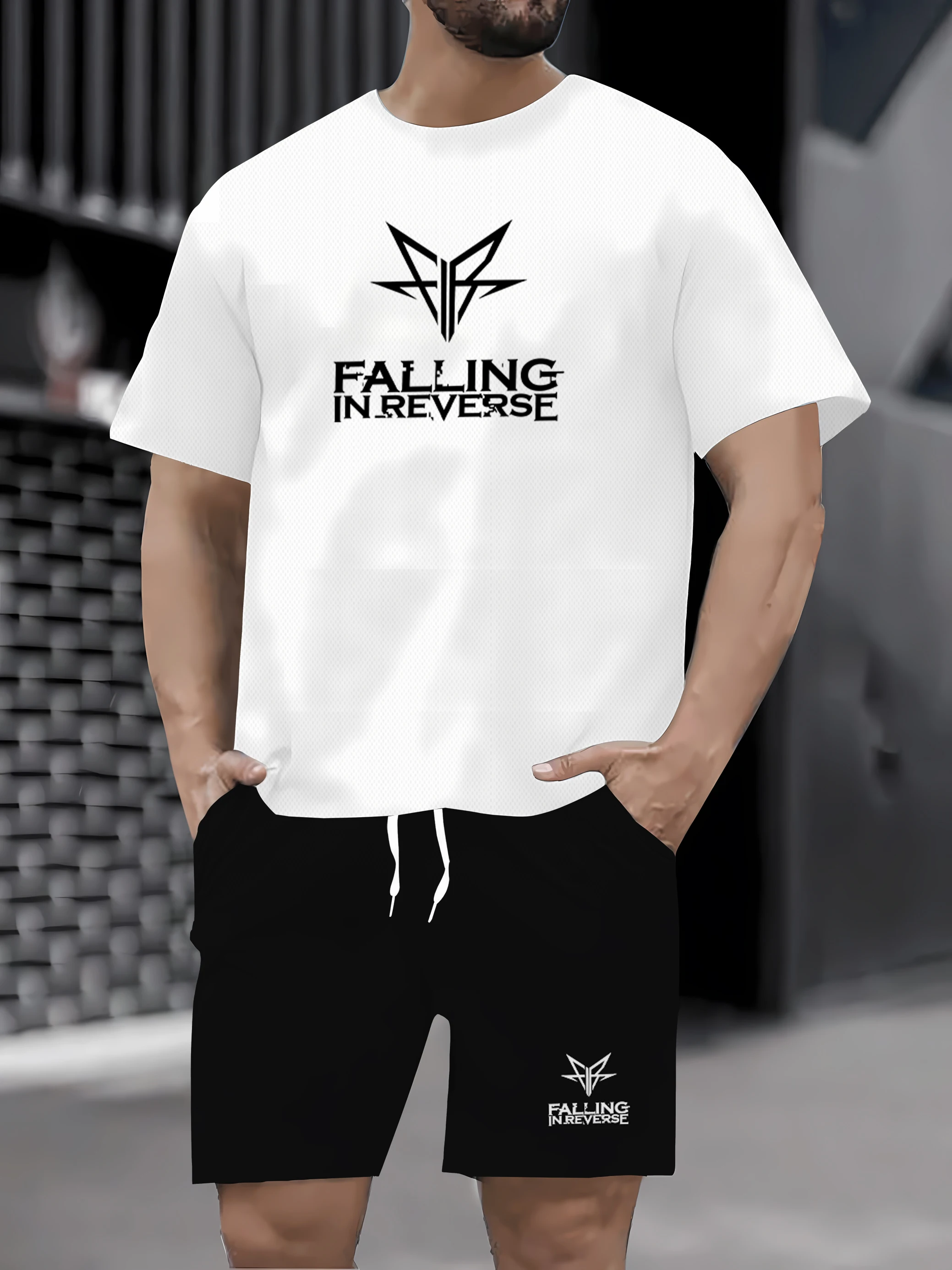 

Conjunto de shorts masculinos, conjunto de duas peças, roupas de grife de luxo, liga elegante, academia, 2025