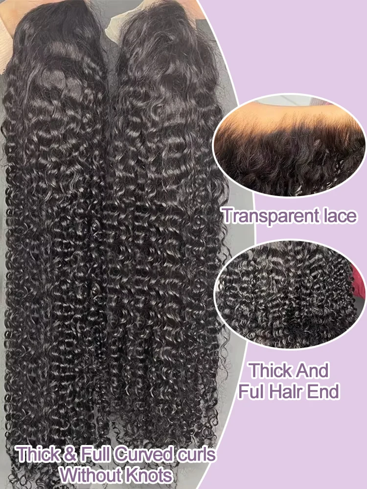 250 Density Curly Wigs Human Hair 100 Water Wave Black 13X6  Hd Lace Front Deep Wave Glueless Human Hair Wig Natural Female Wig