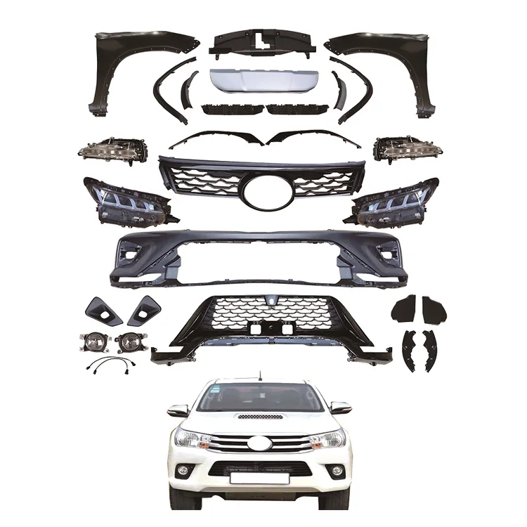 

Высококачественный комплект обвесов Revo 2016-2020 для обновления до модели 2021 года: передний бампер, крылья, фары для Toyota Hilux