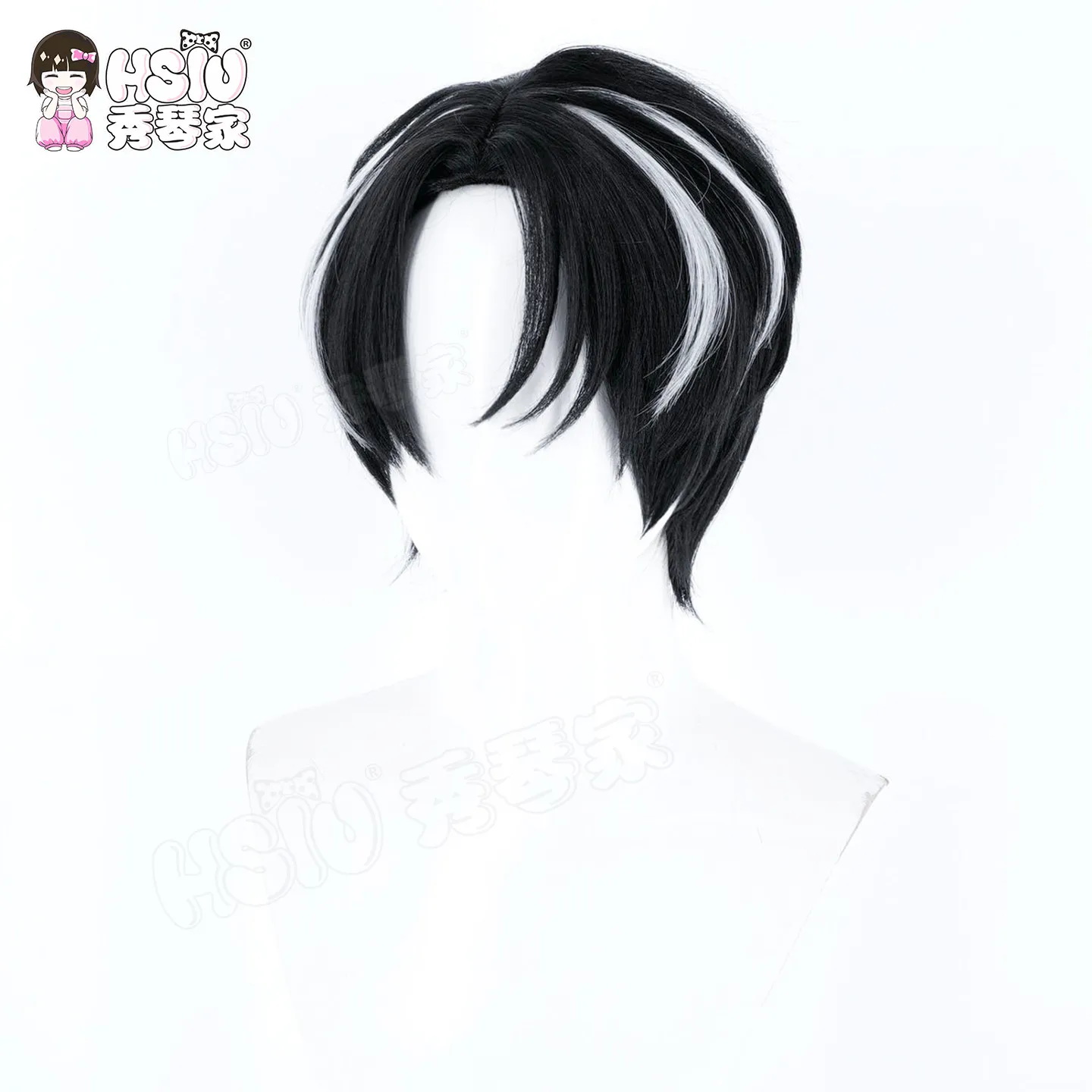 Yi Sang Cosplay Wig HSIU 30cm Black and White Blend Short Hair Heat Resistant Wig+Wig cap Game Limbus Cosplay Wig view 6