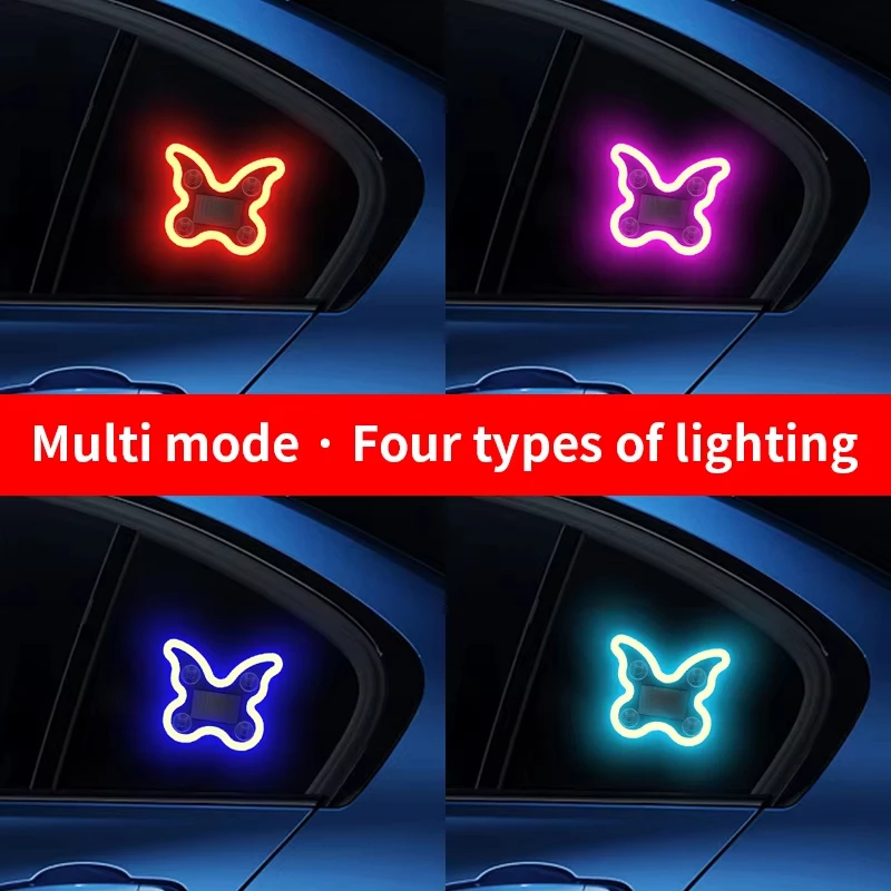 NEW Solar Powered Car LED Ambient Light with Button Control for Back Window Decoration 4Modes Night Driving Lighting Accessories